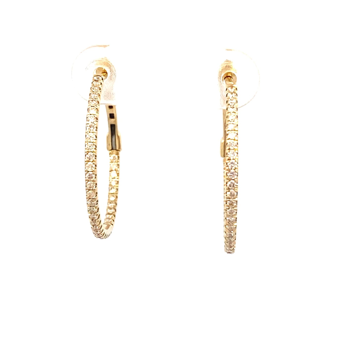 Earrings diamond hoops inside-out 76=.49ct 14kt yellow gold