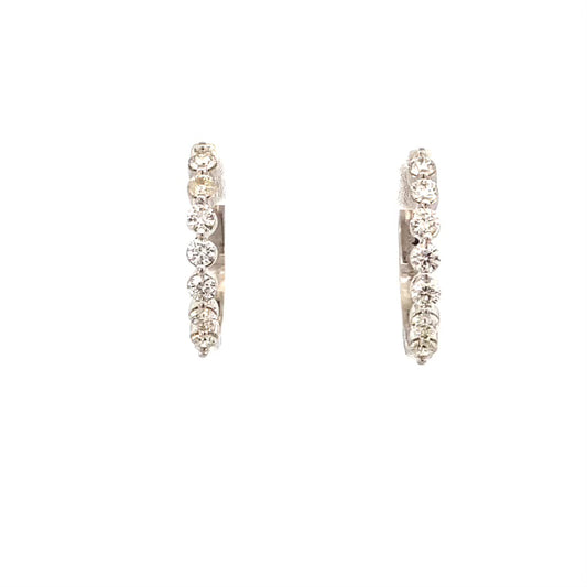 earrings diamond hoops partway 14=.54ct 14kt white gold