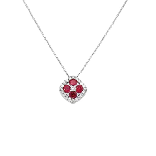 pendant ruby and diamond 18kt white gold