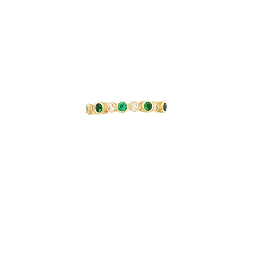 Ring 5 emerald and 4 diamond anniversary band bezels