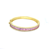 Pink Sapphire and Diamond Bangle Bracelet 14k Yellow Gold 1.41ctw - Raymond Mazza