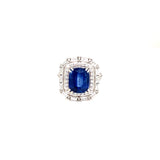 Kyanite and Brilliant Diamond Statement Ring 14k White Gold - Raymond Mazza