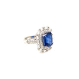 Kyanite and Brilliant Diamond Statement Ring 14k White Gold - Raymond Mazza