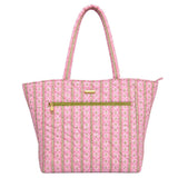 Rosemary Stripe Pink Quilted Tote Bag - Laura Park Designs