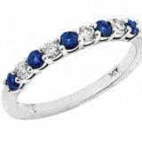 Ring 5 sapphires and 4 diamonds anniversary band 14kt white gold - Nemati