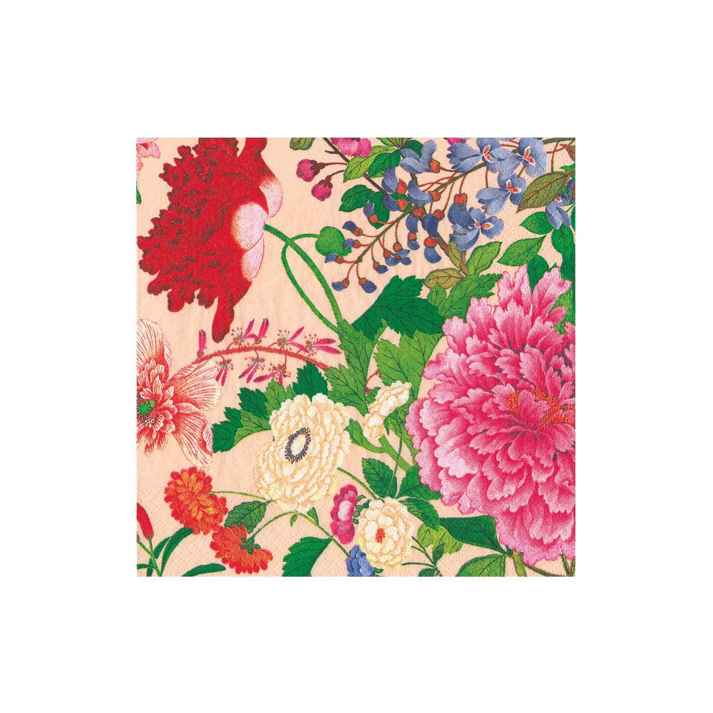 A Profusion Of Flowers 2 Shell Pink Cocktail Napkin - Caspari - Gaines Jewelers