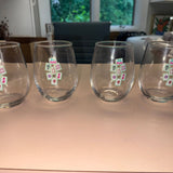 Let’s MAHJ! Stemless Wine Glasses - Set of Four - Mid Mod Design LLC