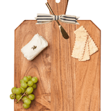 Acacia Heirloom Board with Handle Rectangle with Gold Spreader and Ribbon | 16 x 10" - Maple Leaf - Gaines Jewelers