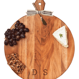 Acacia Heirloom Board with Handle Round with Gold Spreader and Ribbon | 20 x 16" - Maple Leaf - Gaines Jewelers