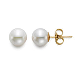 Akoya pearl studs earrings, 7.5 - 8mm in 18kt yellow gold by Mastoloni - Gaines Jewelers