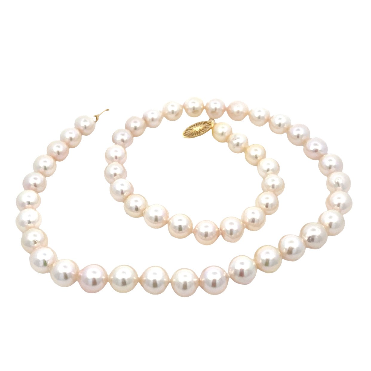 Akoya pearls strand of 8 - 8.5mm in 14t yellow gold by Mastoloni - Gaines Jewelers