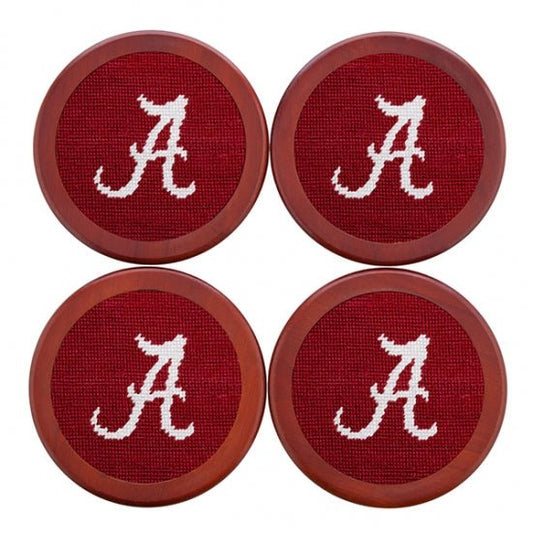 Alabama Garnet Needlepoint Coaster Set - Gaines Jewelers