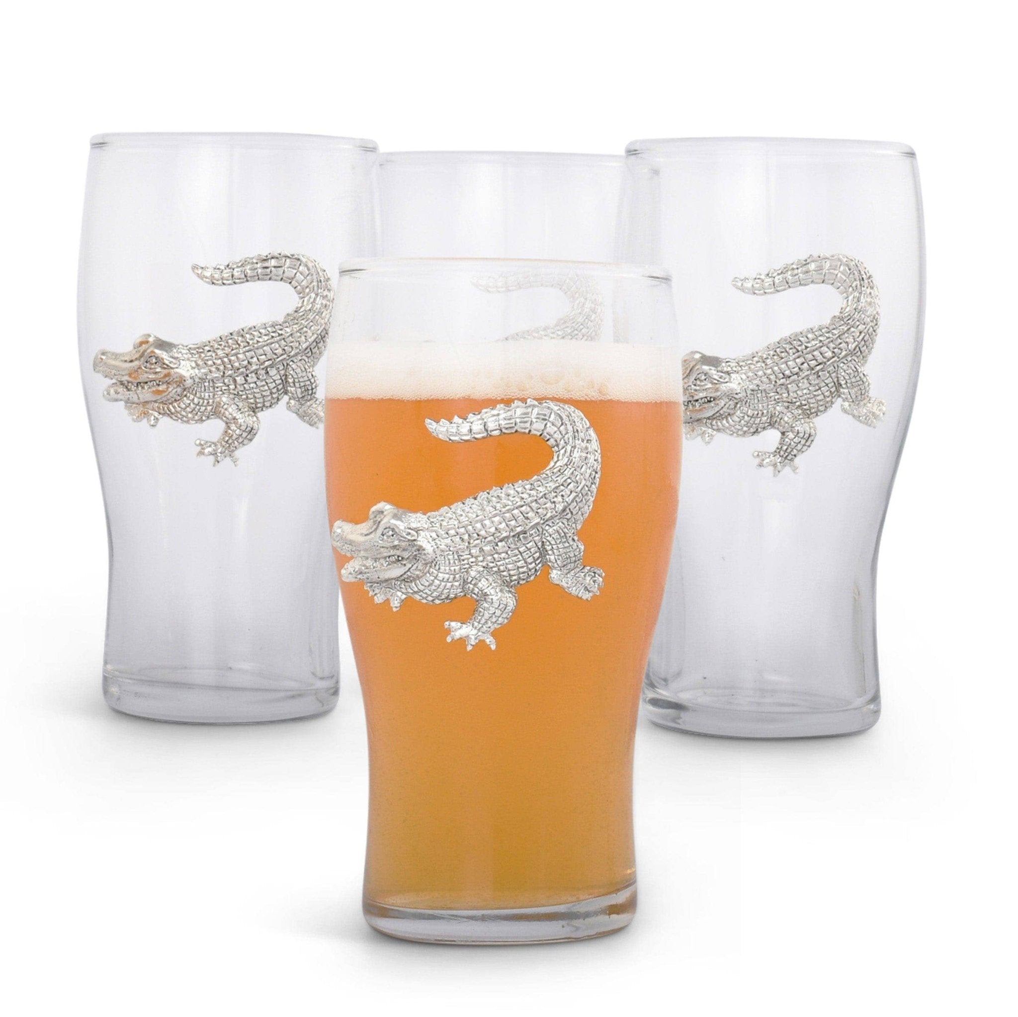Alligator Beer Pint Glasses - Set of 4 - Arthur Court - Gaines Jewelers