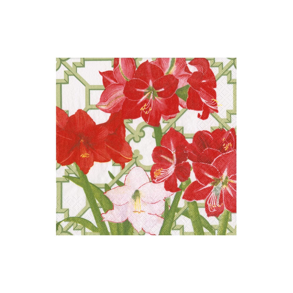 Amaryllis Conservatory Cocktail Napkin - Caspari - Gaines Jewelers
