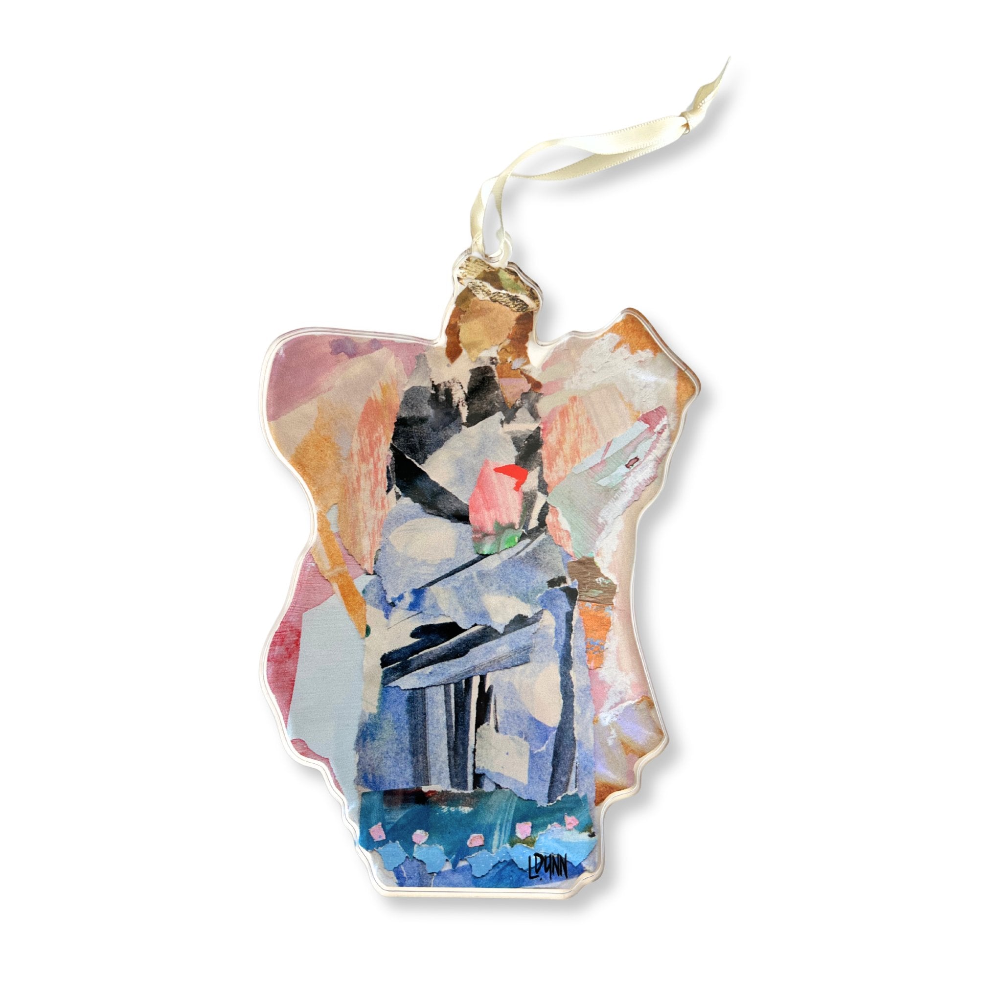 Angel of Glory Acrylic Ornament - Pink/Blue - Lauren Dunn - Gaines Jewelers