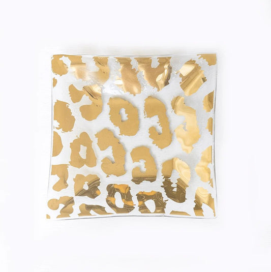 Annieglass Cheetah Square Plate - Gaines Jewelers