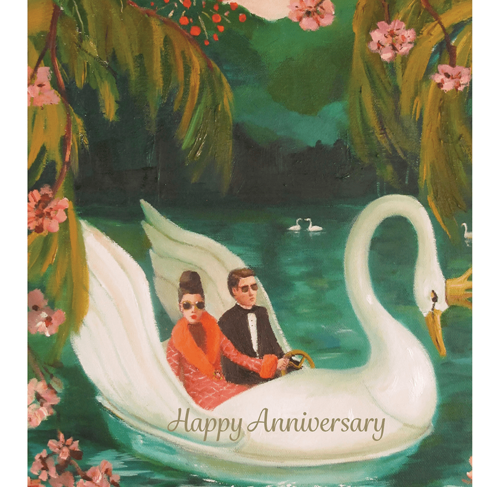 Anniversary Swan Card - A7 with foil - 5" x 7" - Hester & Cook - Gaines Jewelers