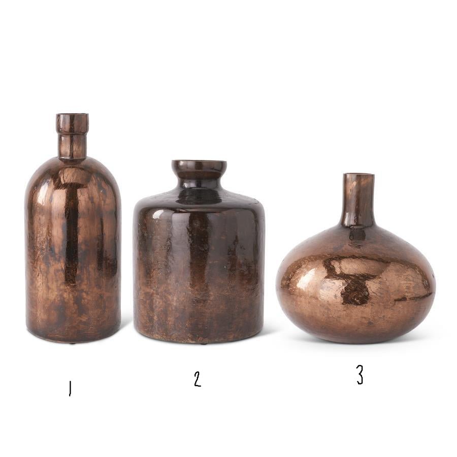 K & K Interiors Antique Green Matte Glass Bottle Vase