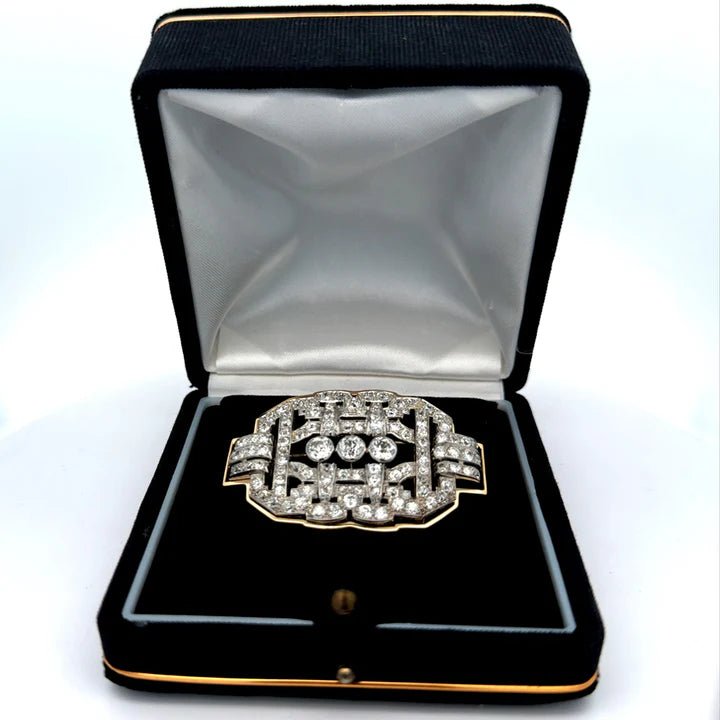 ****Antique diamond brooch in platinum with yellow gold frame by MDJ - Gaines Jewelers