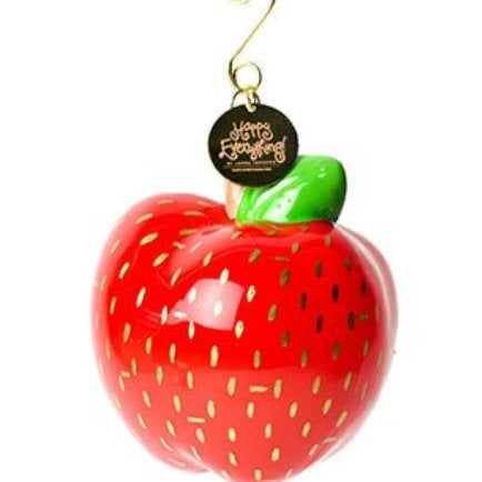 Apple Gold Glass Shaped Ornament - Happy Everything - Gaines Jewelers
