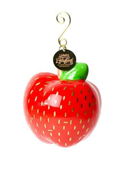 Apple Gold Glass Shaped Ornament - Happy Everything - Gaines Jewelers