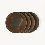 Arkansas Leather Circle Coasters - Clayton and Crume - Gaines Jewelers