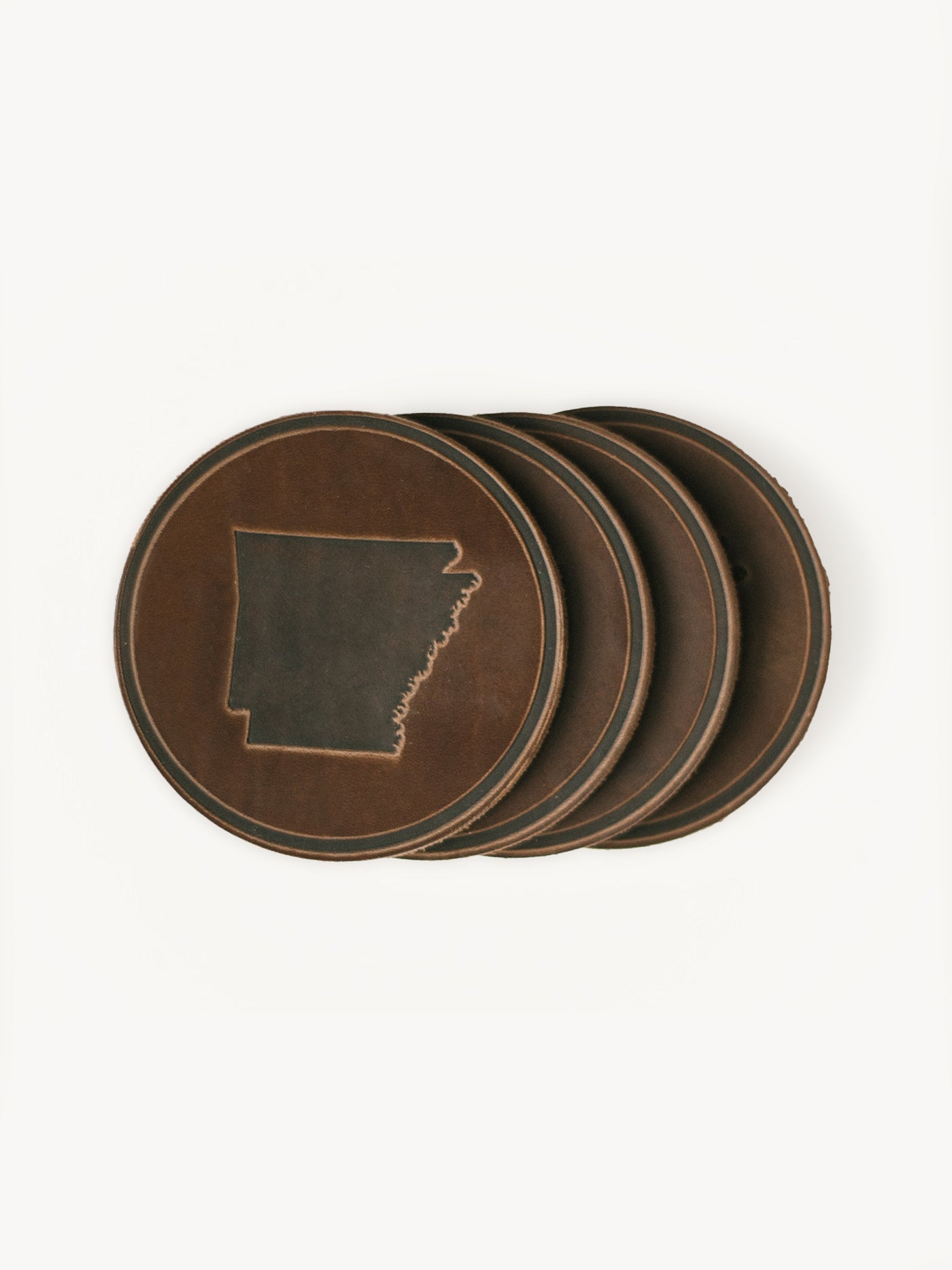 Arkansas Leather Circle Coasters - Clayton and Crume - Gaines Jewelers