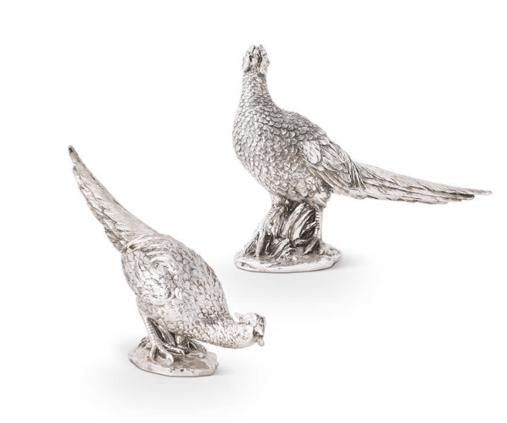 Assorted Antique Silver Resin Pheasants - K&K Interiors - Gaines Jewelers