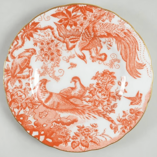 * Aves Red Bread & Butter Plate - Royal Crown Derby - Gaines Jewelers