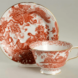 * Aves Red Tea Cup & Saucer - Royal Crown Derby - Gaines Jewelers