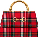 Lisi Lerch - Red Plaid Lulu with Gold Handle - Gold Charms- WS: Rhinestone Oval