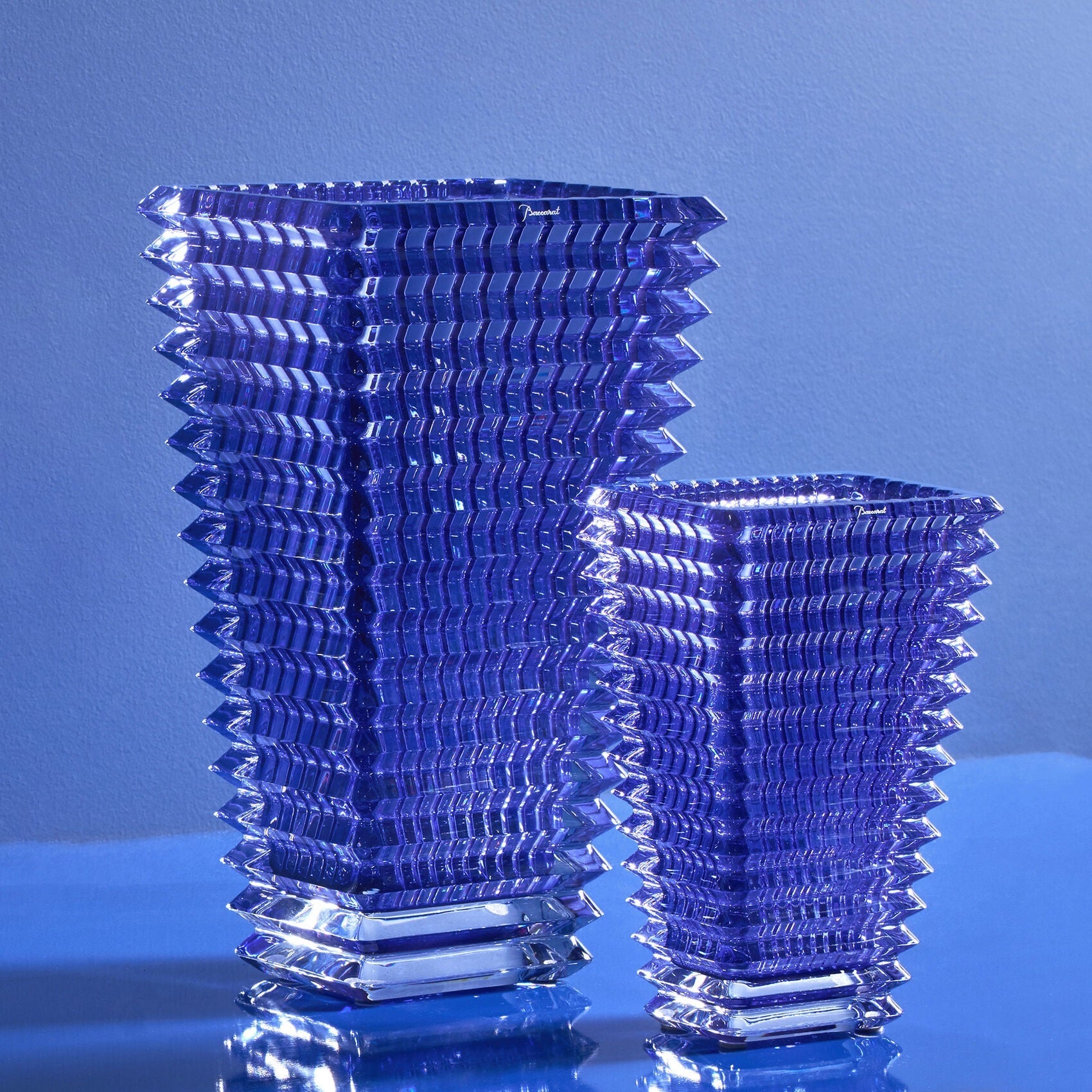 Baccarat Blue Small Rectangle Eye Vase - Gaines Jewelers