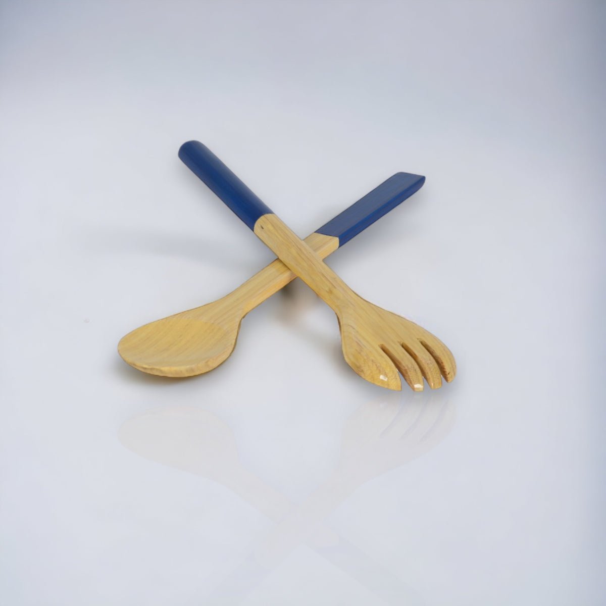 Bamboo Large Salad Server Set - Blue - Albert L. - Gaines Jewelers