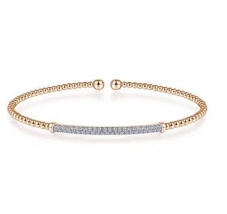 **Bangle 14K Rose Gold Bujukan Diamond Bar Split - Gaines Jewelers