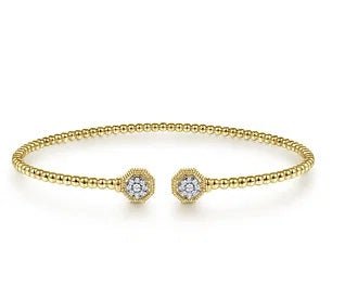**Bangle 14K Yellow Gold Bujukan Diamond Hexagon Split - Gaines Jewelers
