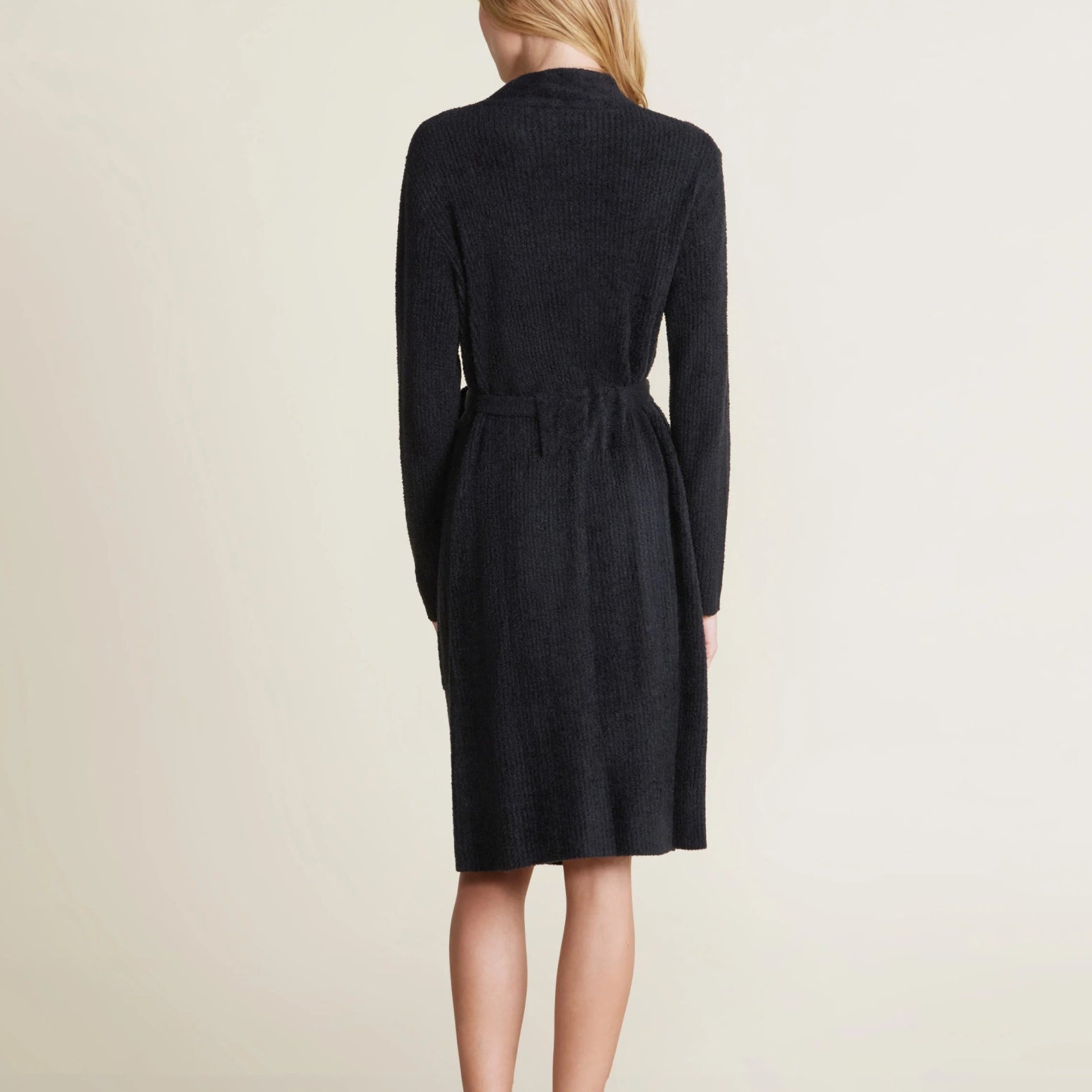 Barefoot Dreams Cozy Chic Lite Black Ribbed Robe - Gaines Jewelers