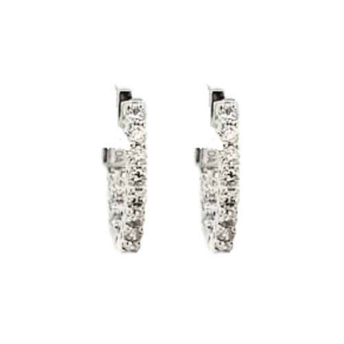 Bassali Earrings diamond hoops 22=.50ct 14kt white gold - Gaines Jewelers