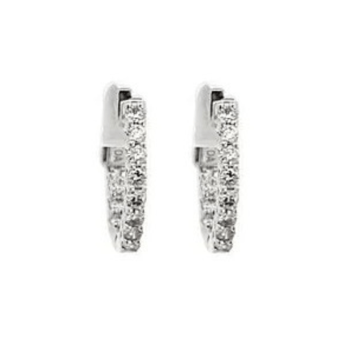 Bassali Earrings diamond hoops 22=.50ct 14kt white gold - Gaines Jewelers