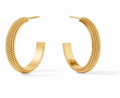 Beaded Medium Gold Eternity Hoop Earring - Cabochon - Julie Vos - Gaines Jewelers