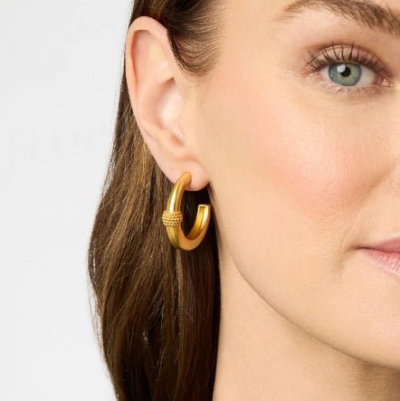 Beaded Medium Gold Station Hoop Earring - Gold - Julie Vos - Gaines Jewelers