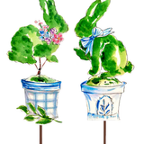 Beck's Boxwood Small Rabbits in Blue Pots - The Round Top - Gaines Jewelers