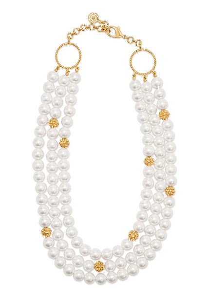 Berry & Bead Triple Strand Necklace, 18"+2" - Pearl - Capucine De Wulf - Gaines Jewelers