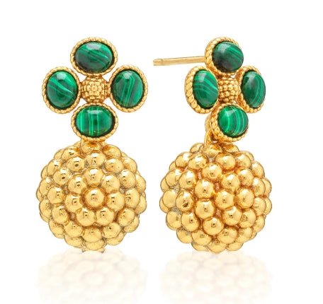Berry Clover Drop Earrings - Malachite - Capucine De Wulf - Gaines Jewelers