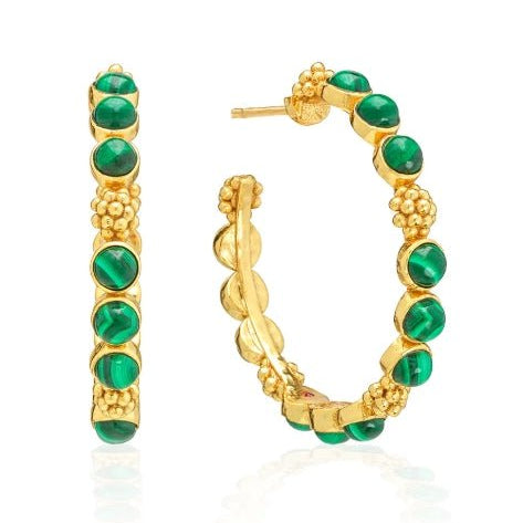 Berry Gem Medium Hoop Earrings - Malachite - Capucine De Wulf - Gaines Jewelers