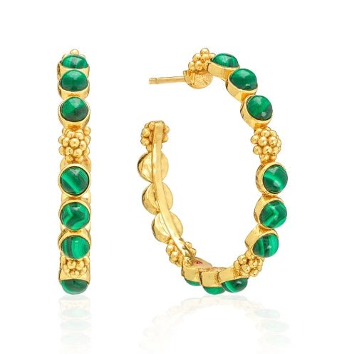Berry Gem Medium Hoop Earrings - Malachite - Capucine De Wulf - Gaines Jewelers