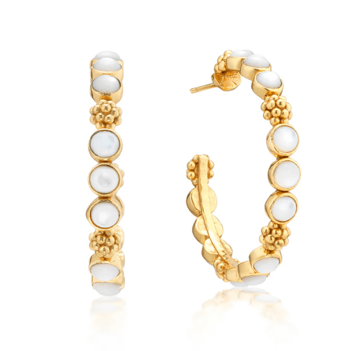 Berry Gem Medium Hoop Earrings - MOP - Capucine De Wulf - Gaines Jewelers