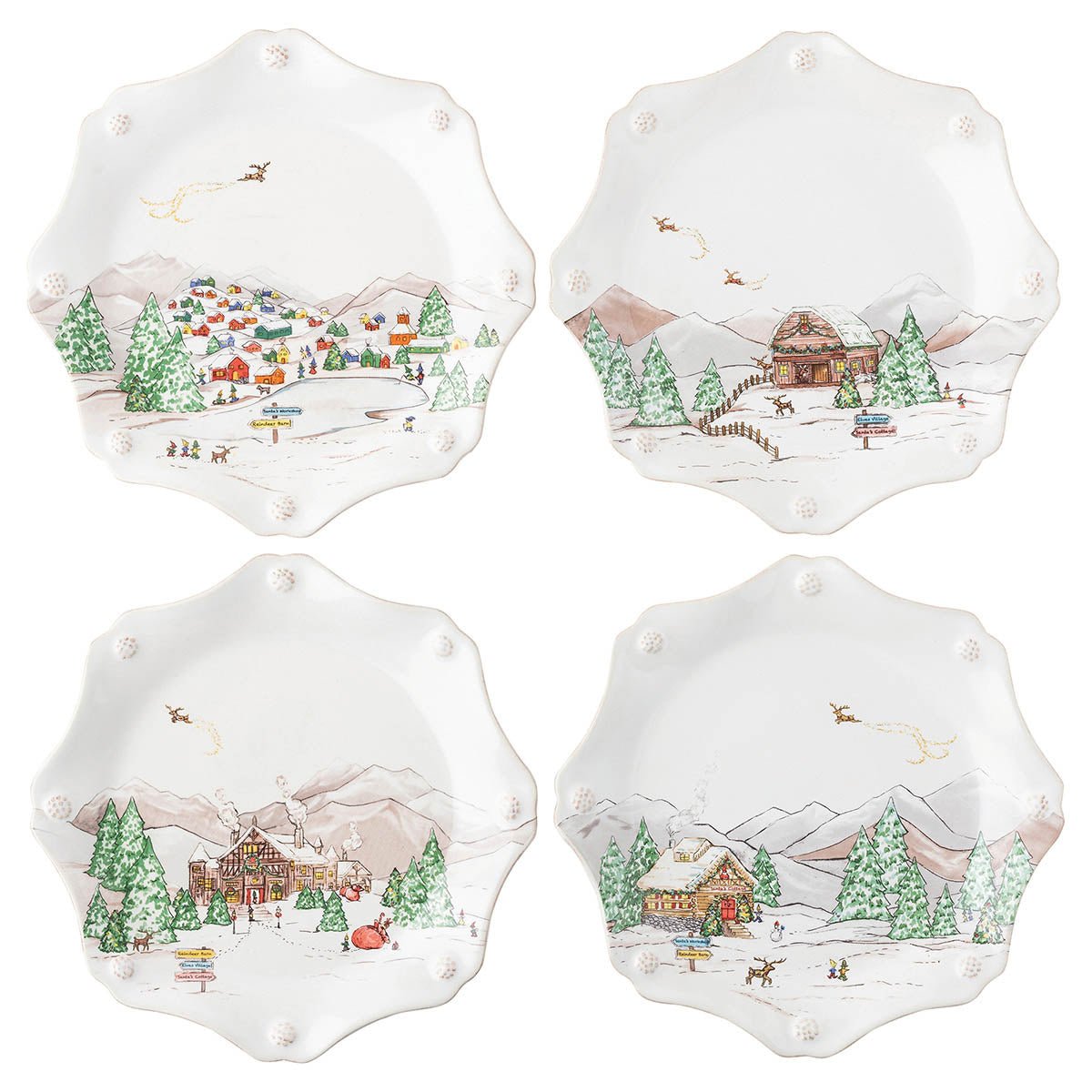 Berry & Thread North Pole Scalloped Dessert/Salad Plate Assorted Set of 4 - Juliska - Gaines Jewelers