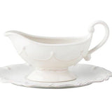 Berry & Thread Sauce Boat and Stand - Whitewash - Juliska - Gaines Jewelers