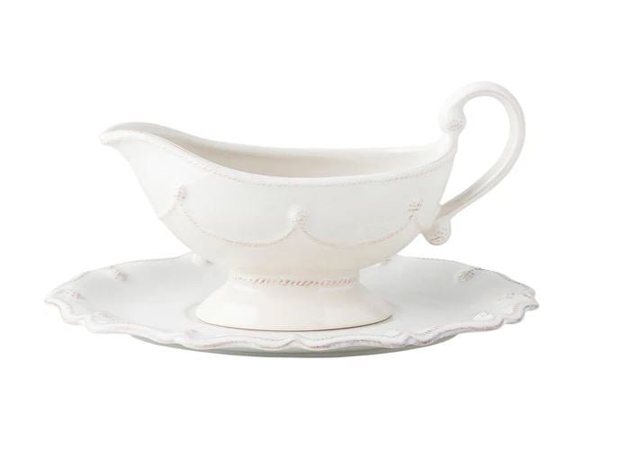 Berry & Thread Sauce Boat and Stand - Whitewash - Juliska - Gaines Jewelers