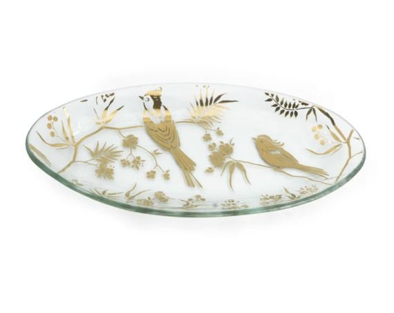 Birdsong Small Oval Platter - Gold - Annieglass - Gaines Jewelers